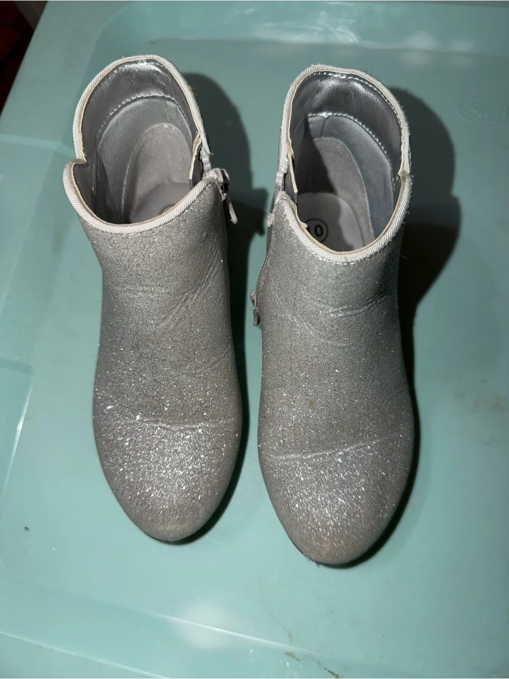 Cat & Jack | Silver Glitter Ankle Boots, size 10